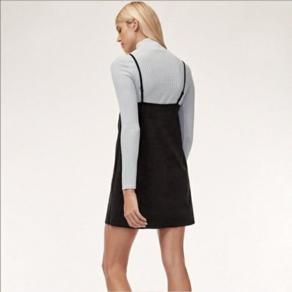 Aritzia Wilfred SUEDE Vivienne spaghetti strap Vegan Suede Dress in Black - S - Picture 4 of 12